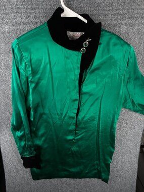 VTG Miss O Oscar De La Renta Bergdorf Goodman USA 12 Green Satin Velvet Jewel